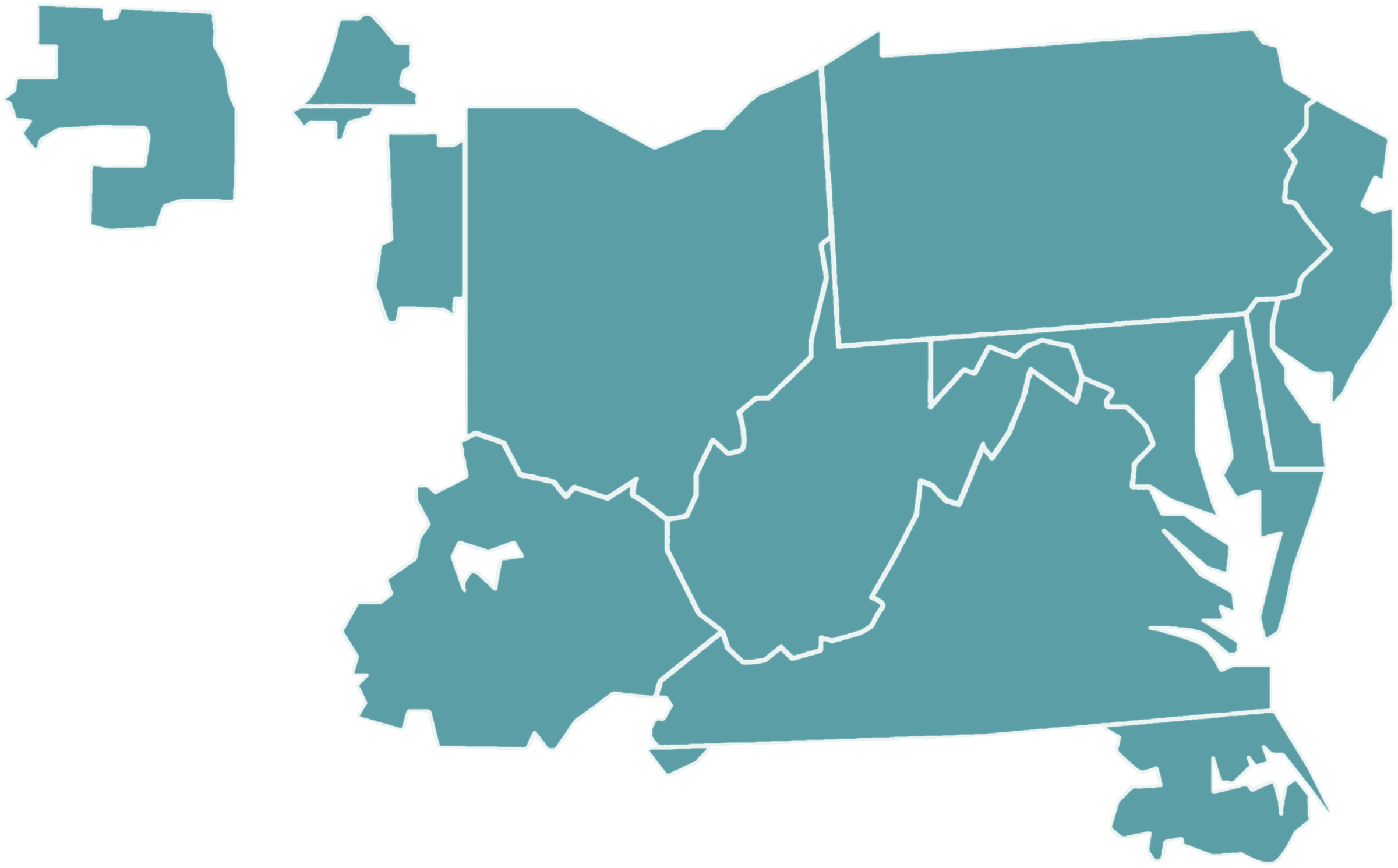 Map of the PJM footprint across all or parts of 13 states and the District of Columbia